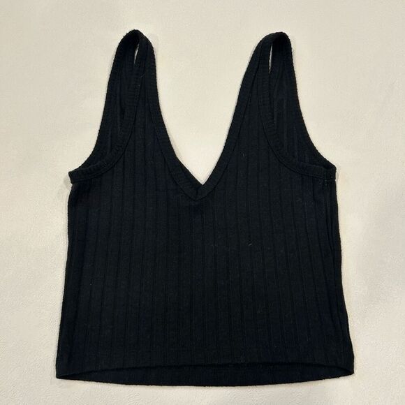 Abercrombie & Fitch Black Ribbed V-Neck Tank Top Women’s XS - Picture 2 of 5